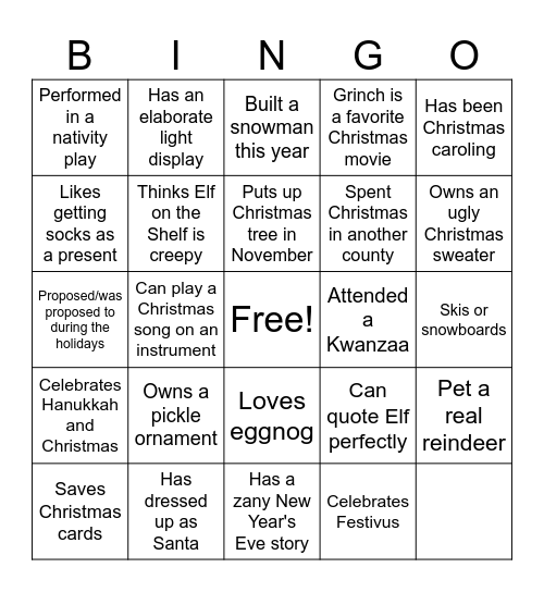 HOLIDAY BINGO Card