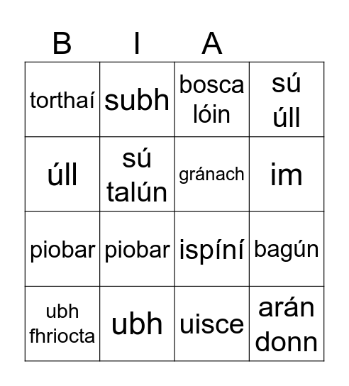 Bia Bingo Card