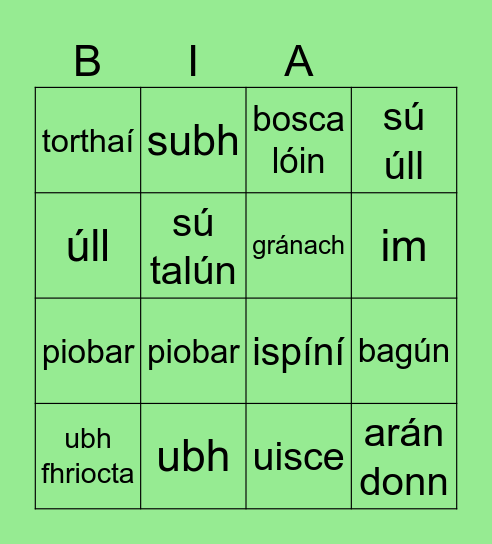 Bia Bingo Card