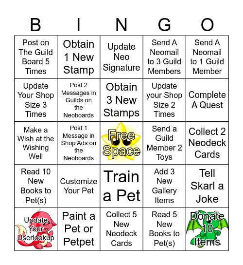 Neopian Hideout II Bingo Card