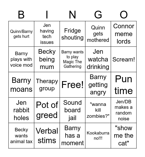 DWF Bingo Card