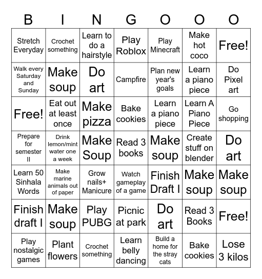 Winter Holiday Bingo Card