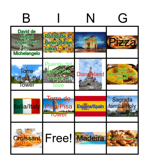 EUROPE Bingo Card