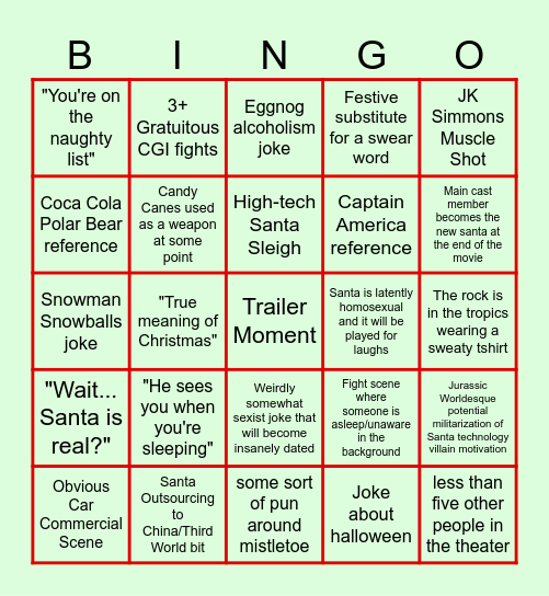 Red One (2024) Bingo Card