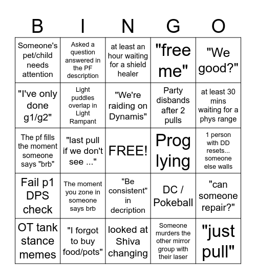 FRU Phases 1 & 2 Meme Bingo Card