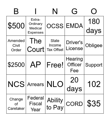 CSE Bingo Card