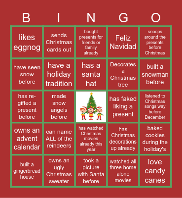 Virtual Holiday Bingo Card