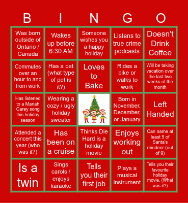 Holiday Bingo Card