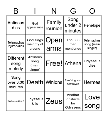 Ithaca Saga Bingo Card