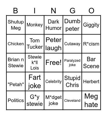 family guy Bingo Card