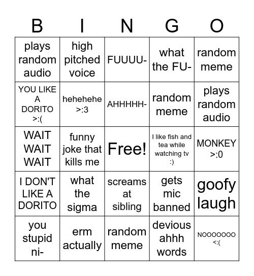 lemon bingo Card