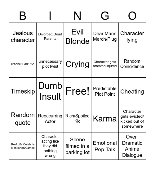 Dhar Mann Bingo Easy Bingo Card