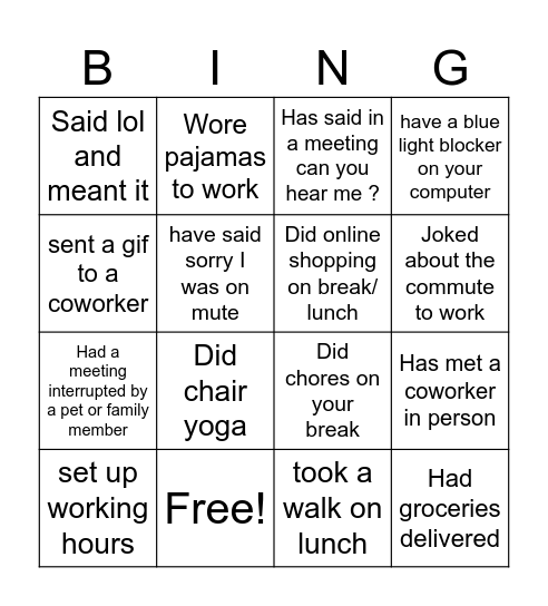 Wah Bingo Card