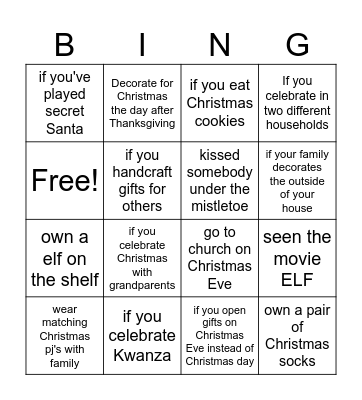 Christmas BINGO Card