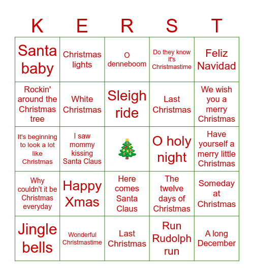 Kerst Bingo Card