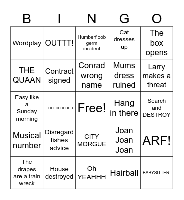 Cat in the Hat Bingo Card