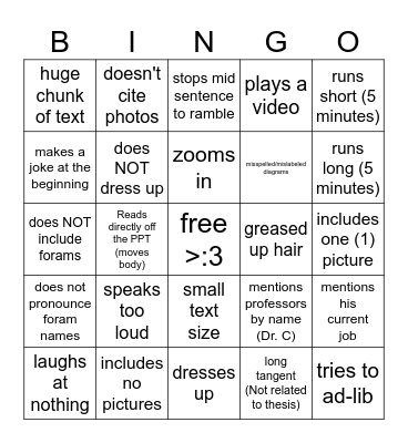 Da Bingooo Bingo Card