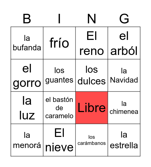 El Invierno Bingo Card