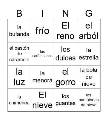 El Invierno Bingo Card