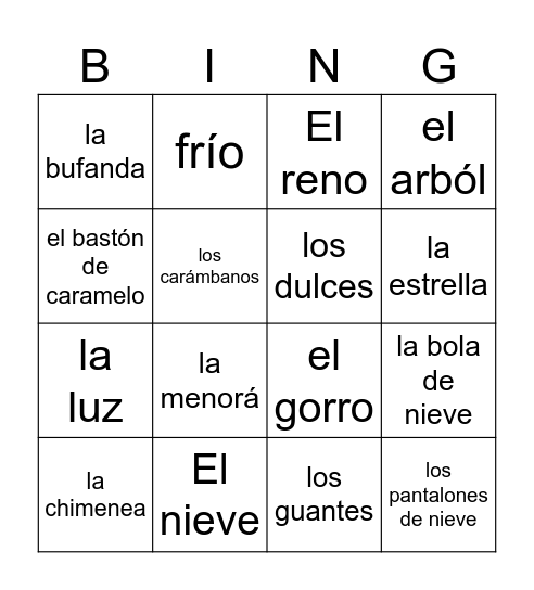 El Invierno Bingo Card