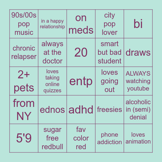 sweet baby rei's bingo Card