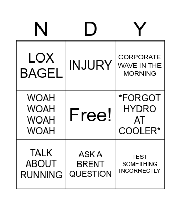 ANDY Bingo Card