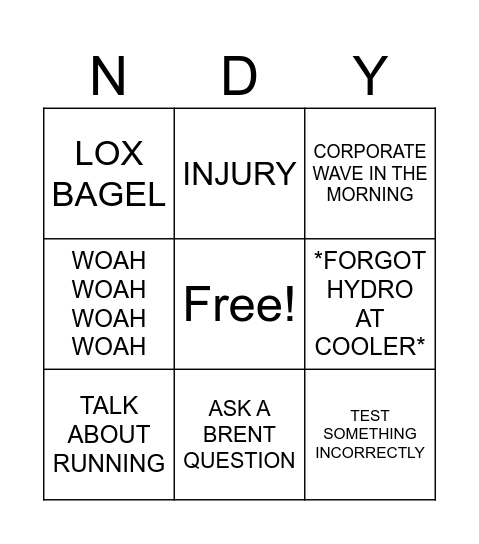 ANDY Bingo Card