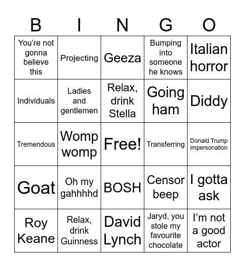 Geeza Bingo Card