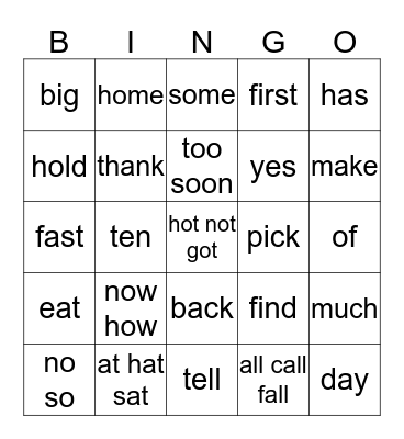 3 & 4 Bingo Card