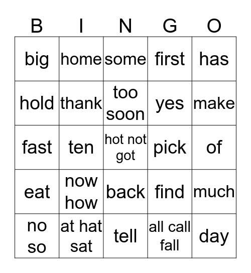 3 & 4 Bingo Card