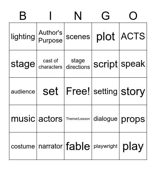 Drama Genre Bingo Card