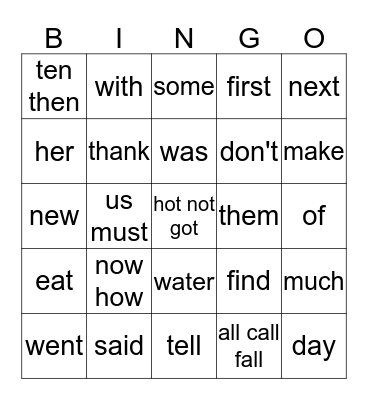 4 and 1/2 of 5 Bingo Card