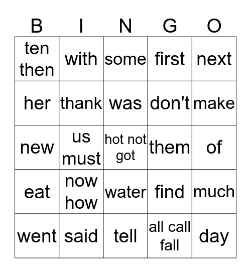 4 and 1/2 of 5 Bingo Card