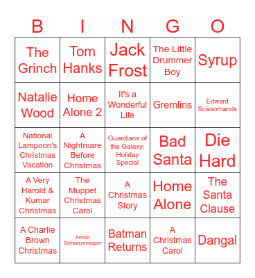 ADM Livestream Holiday Movie Bingo Card