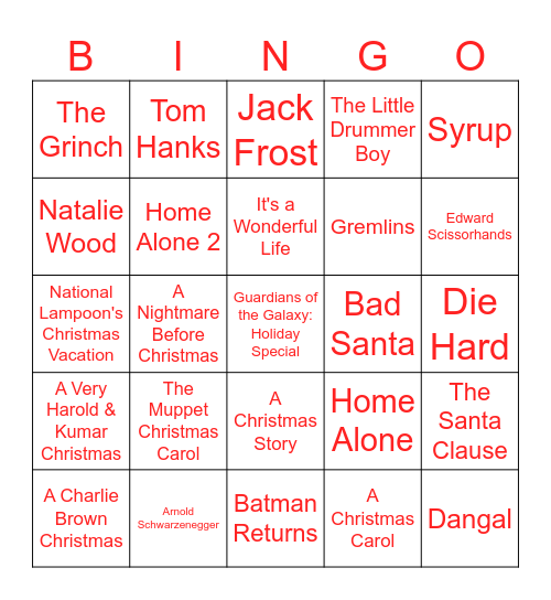 ADM Livestream Holiday Movie Bingo Card