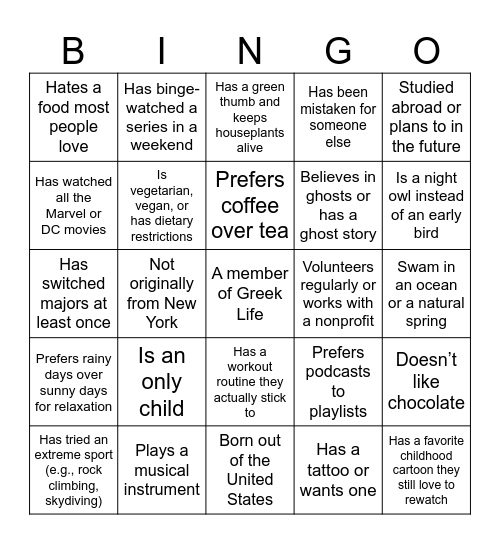 NMLI Bingo! Bingo Card
