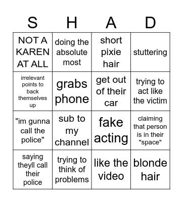 KAREN BINGO Card