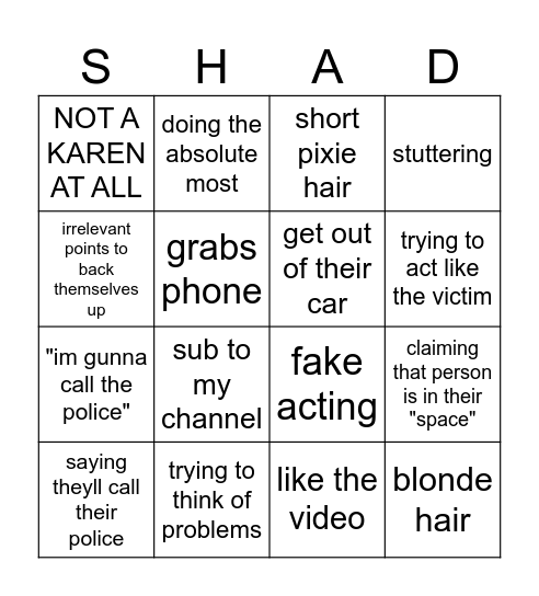 KAREN BINGO Card