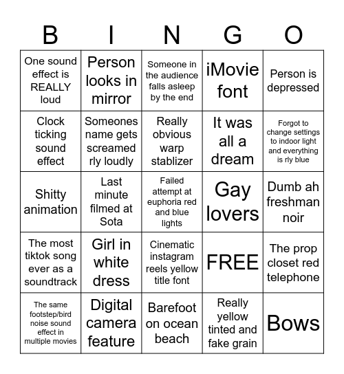 Media nite Bingo Card