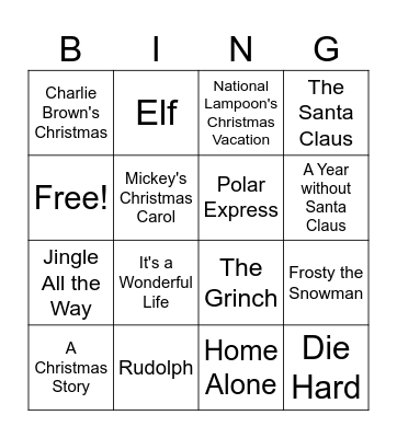 Christmas Movie Quotes Bingo Card