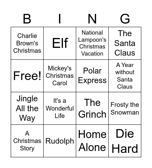 Christmas Movie Quotes Bingo Card