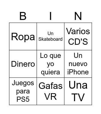 Bingo De Regalos Para Mi Cumpleaños Bingo Card