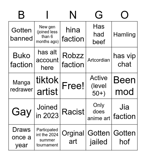 Untitled Bingo Card