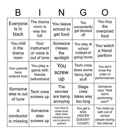 NON INTERLUDE BINGO Card