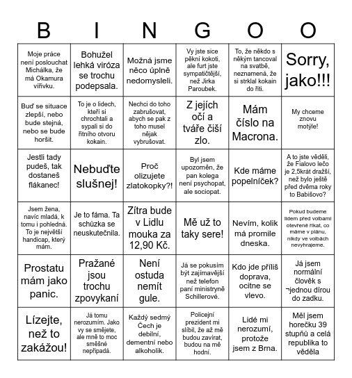 Politické Bingo Card