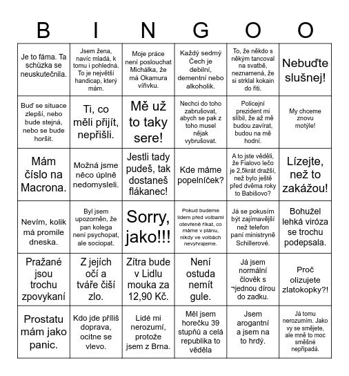 Politické Bingo Card