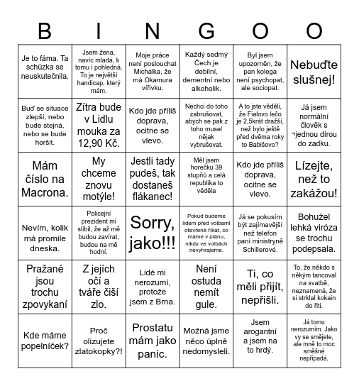 Politické Bingo Card