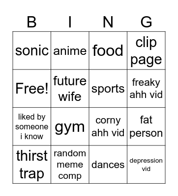 INSTAGRAM REELS BINGO Card