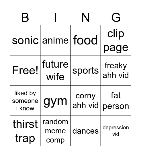 INSTAGRAM REELS BINGO Card