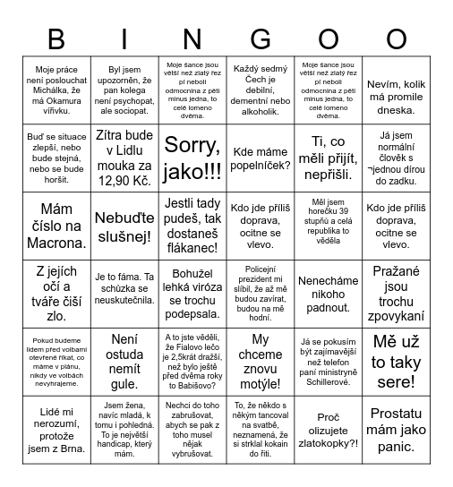 Politické Bingo Card